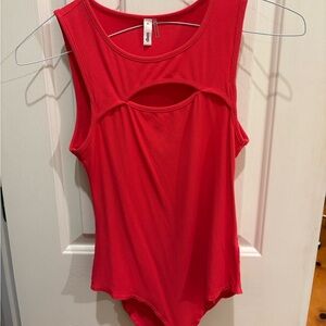 Glam Vibrant Red Sleeveless Bodysuit